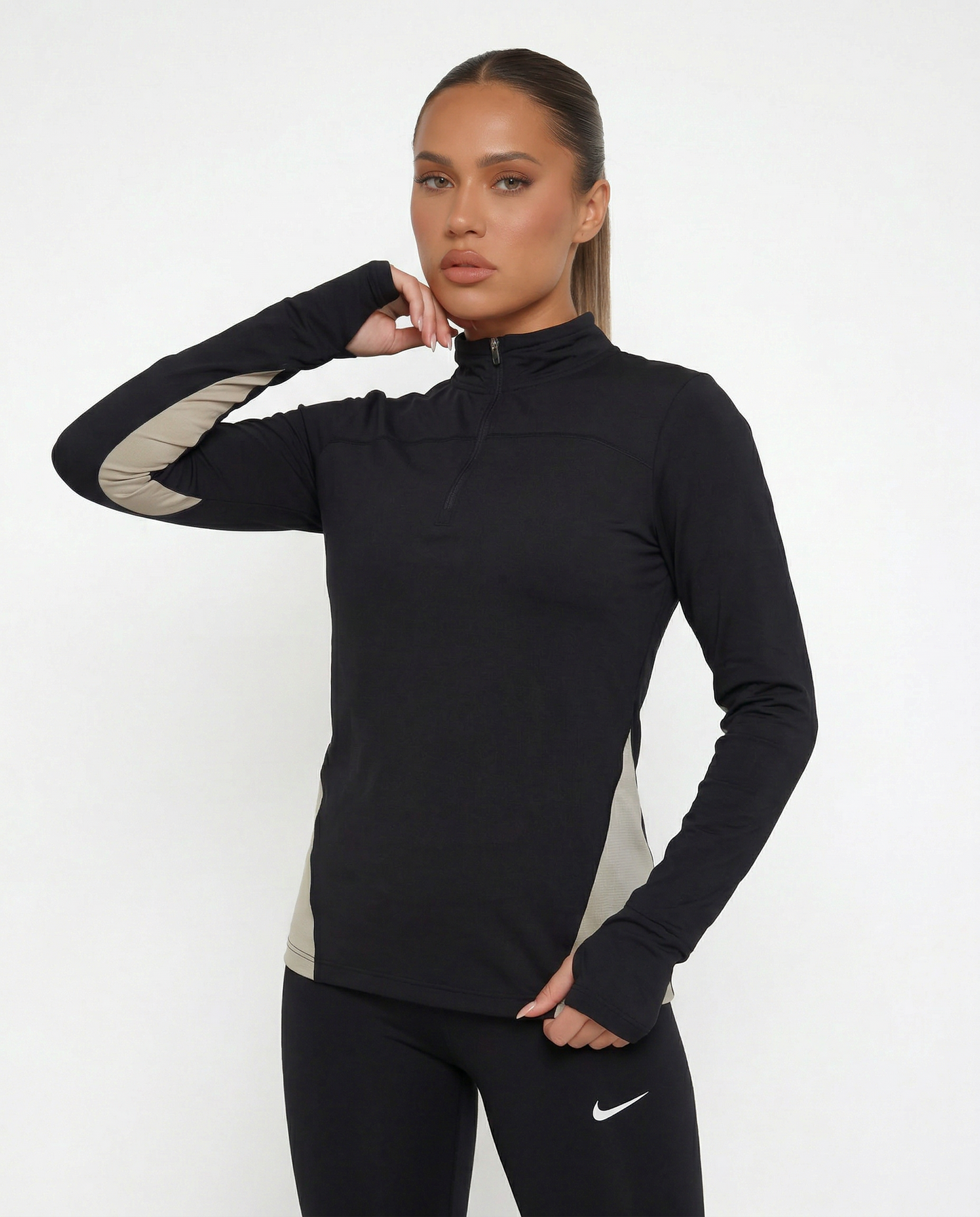 Half Zipper Sport Top Long Sleeves