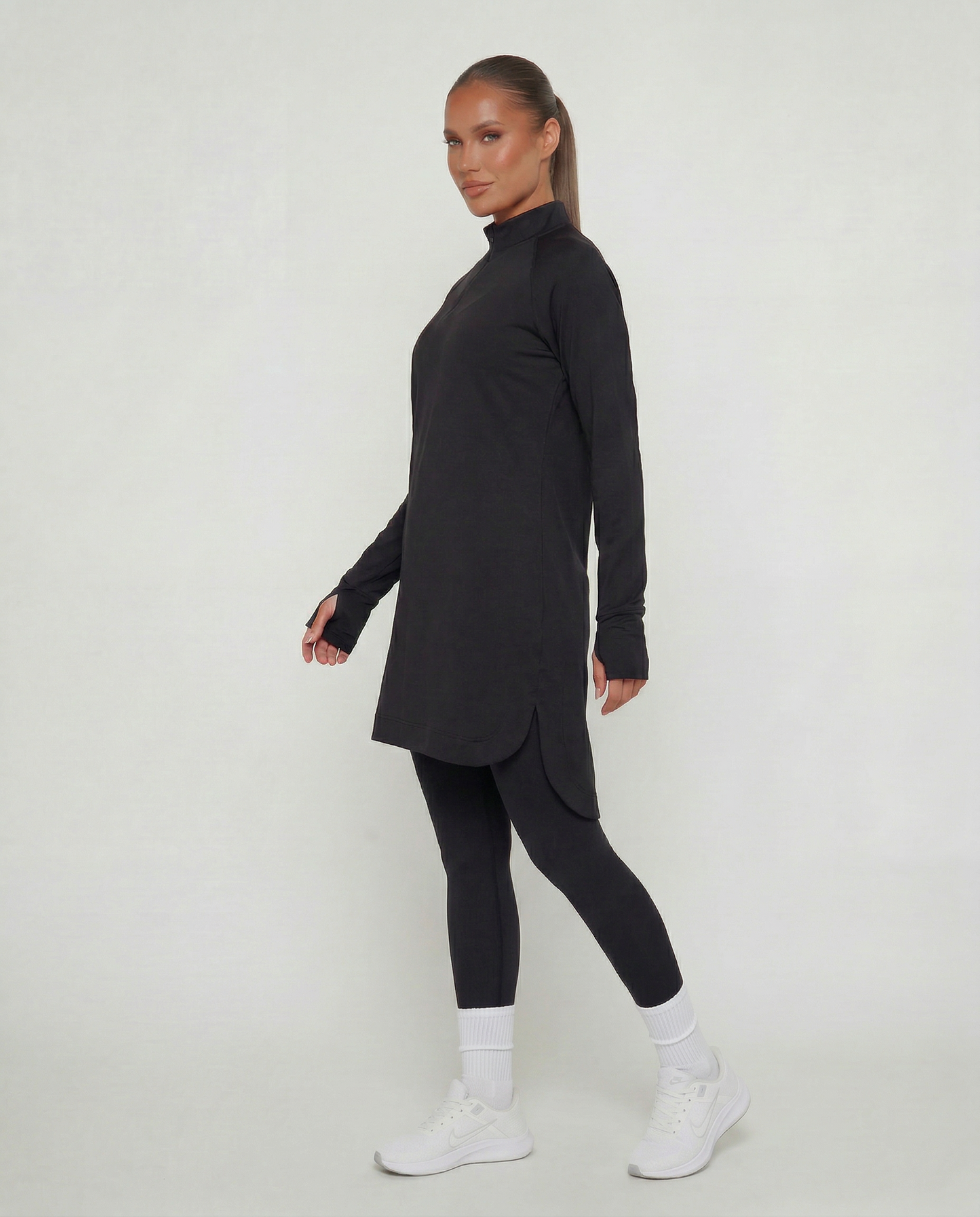 Half Zipper Sport Top Long Sleeves