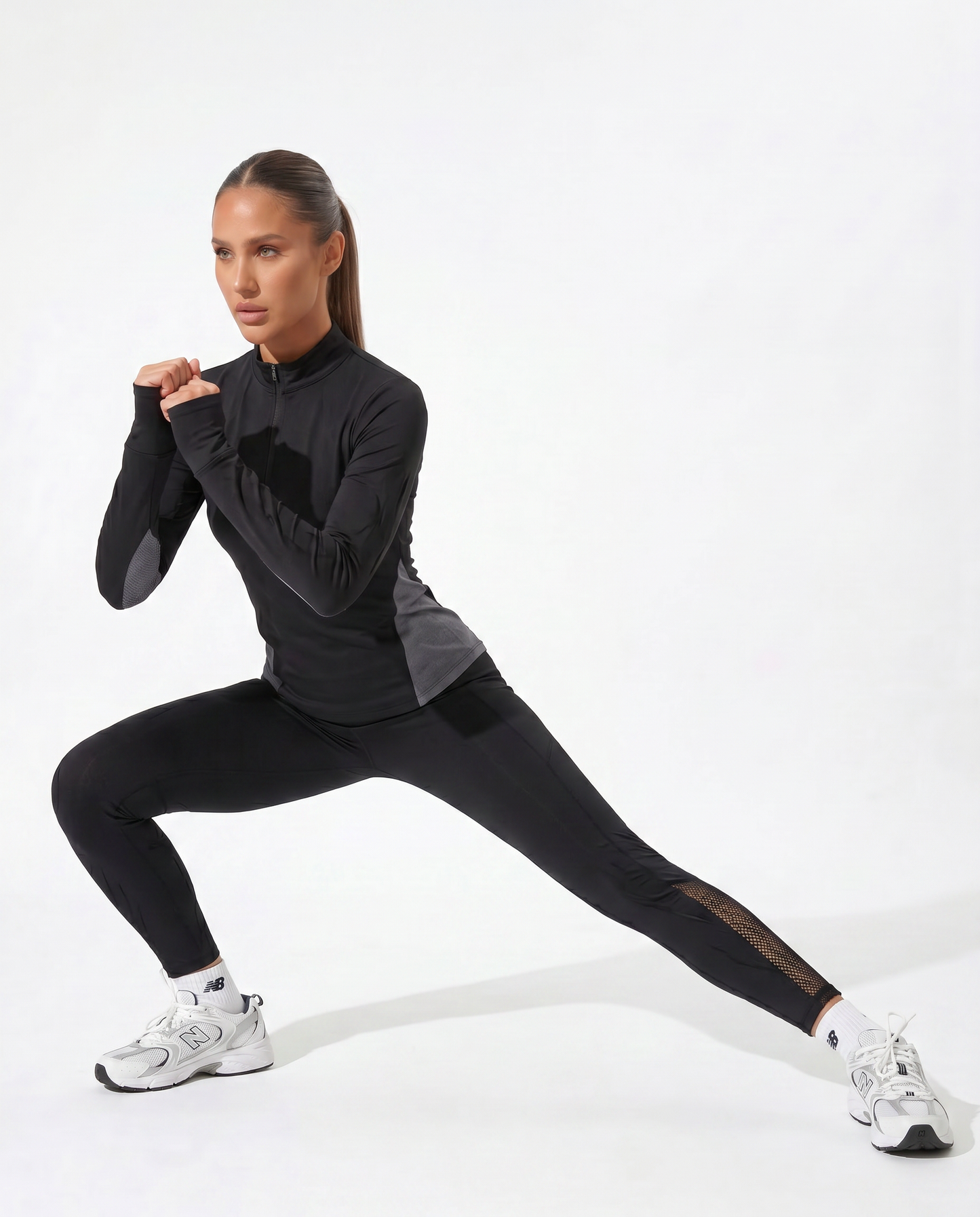 Half Zipper Sport Top Long Sleeves