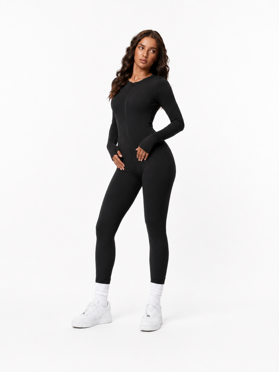 ZIPPER LONG SLEEVE JUMPSUIT