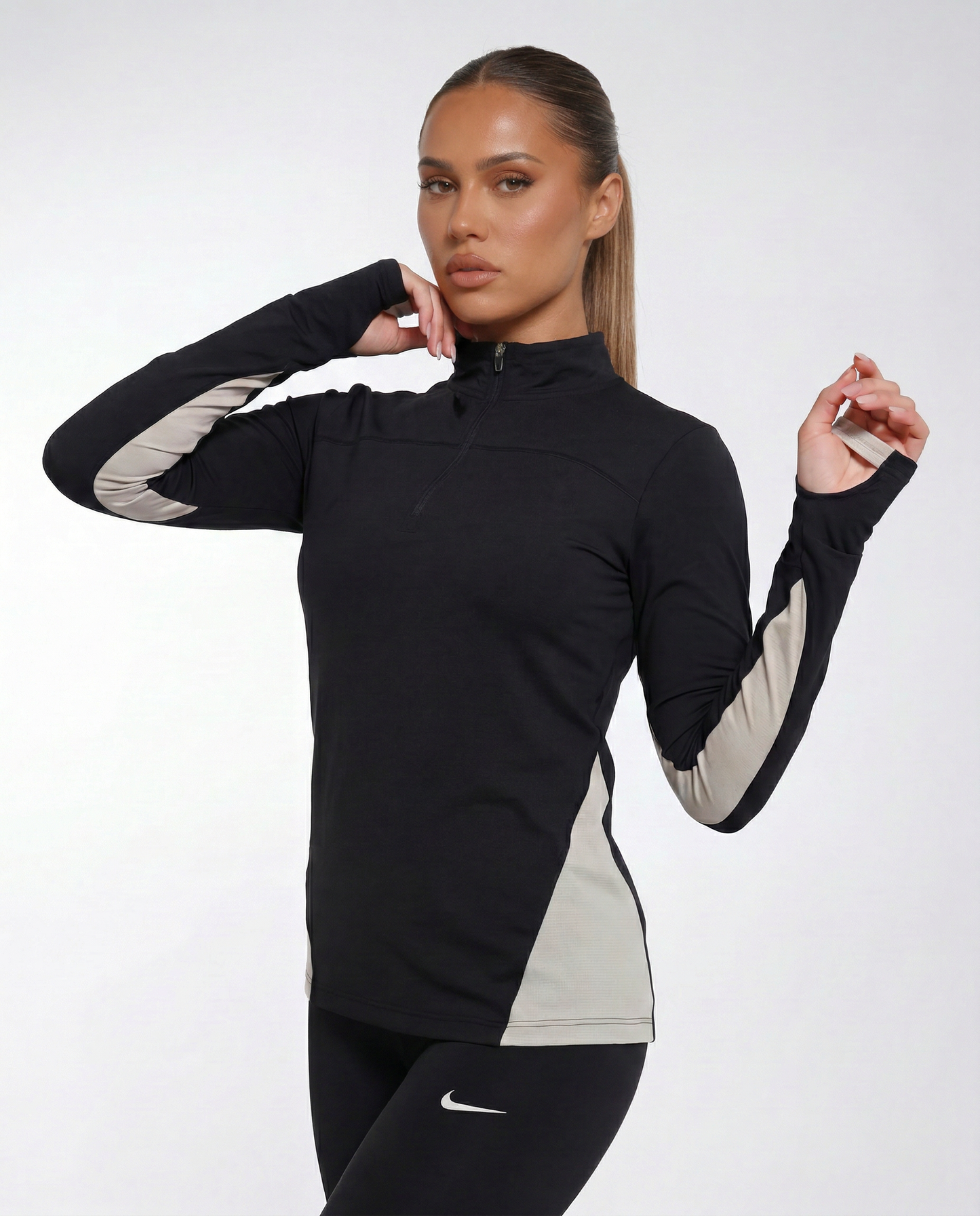 Half Zipper Sport Top Long Sleeves