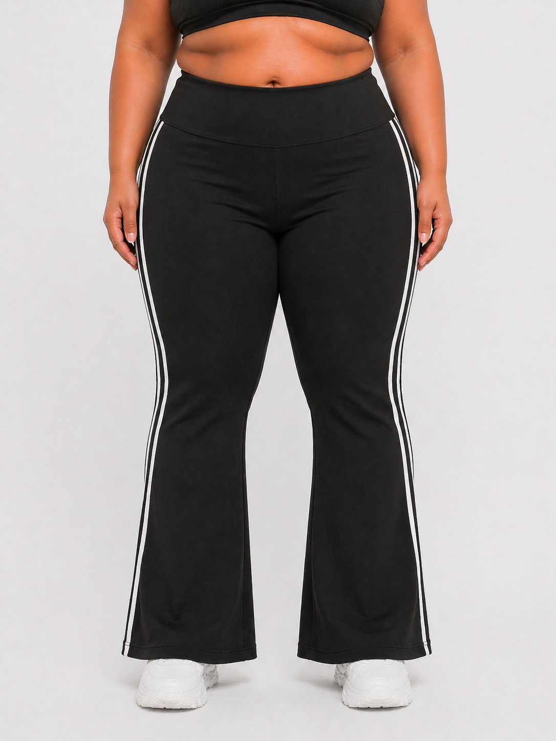 Sport Leggings Pants Flared Leg Side Stripe