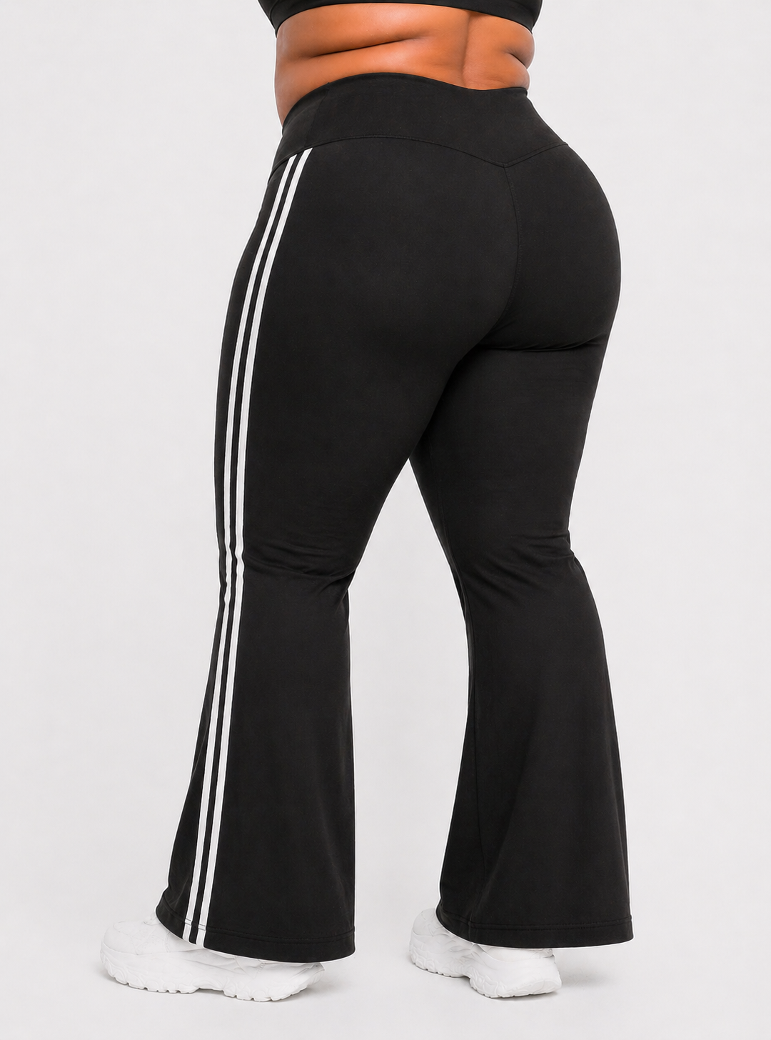 Sport Leggings Pants Flared Leg Side Stripe