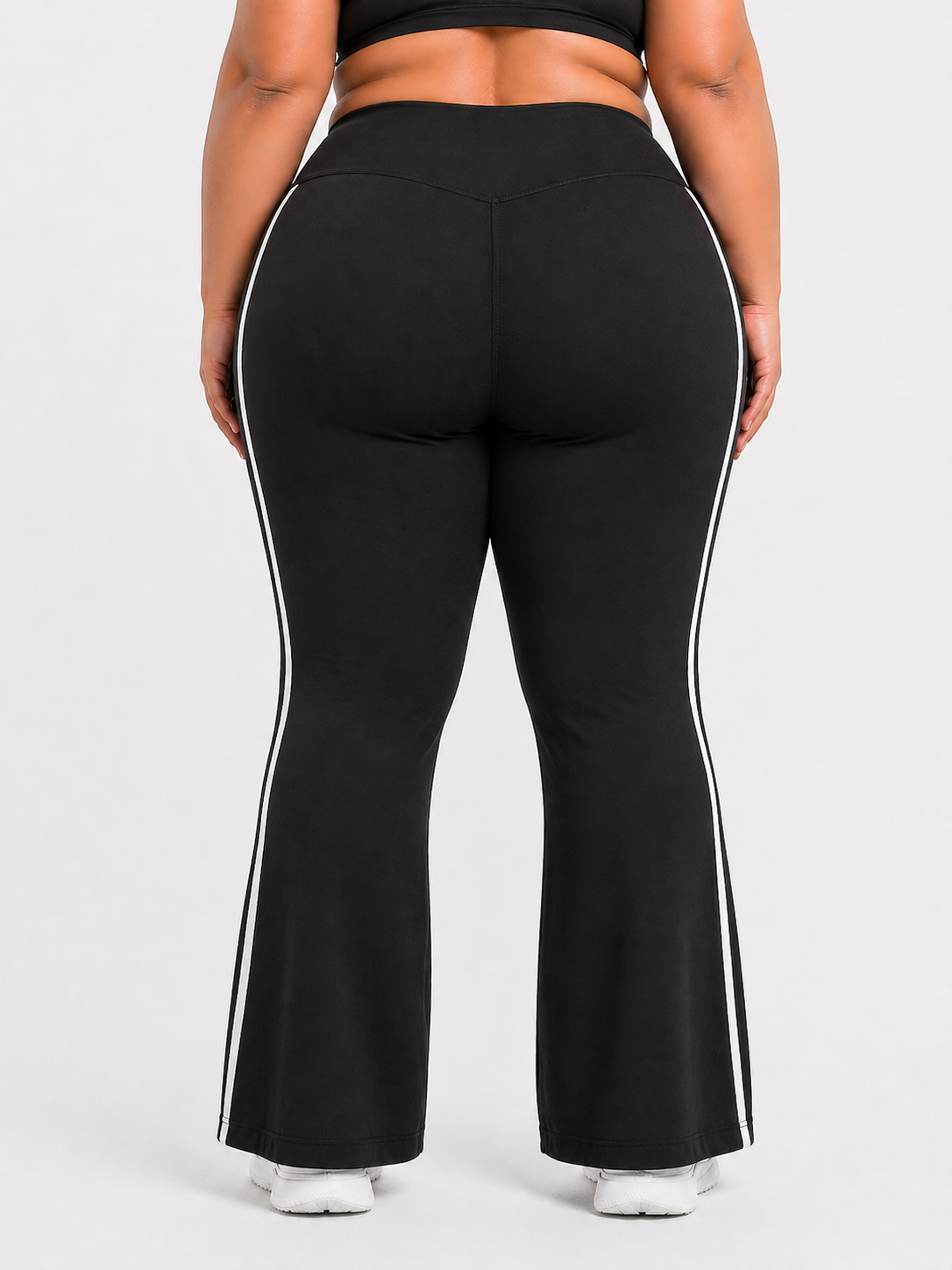 Sport Leggings Pants Flared Leg Side Stripe